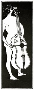 チェロを持つ男、1894年頃 作： Aubrey Beardsley
