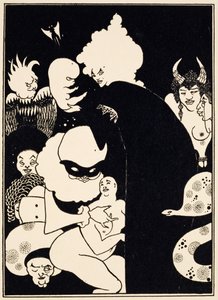 ルシアンの奇妙な生き物、「ルシアンの真の歴史」のイラスト、1894年頃 作： Aubrey Beardsley