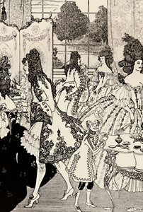 ロックのレイプ。アレクサンダー・ポープ。ペン画、1896年、1923年 作： Aubrey Beardsley