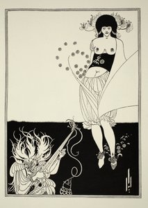 オスカーワイルド（1854-1900）1893年の「サロメ」からの胃のダンス（ラインブロックプリント） 作： Aubrey Beardsley