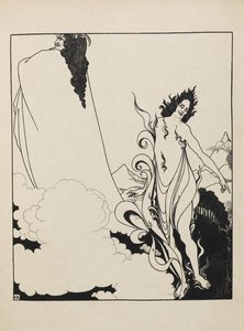 50 枚の素描からなる本からのラインゴールドの 4 番目のタブロー 作： Aubrey Beardsley