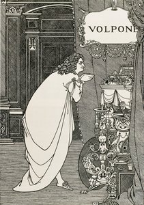 ベン・ジョンソンが書いたヴォルポーネまたはキツネ (1609) のタイトル ページ 作： Aubrey Beardsley