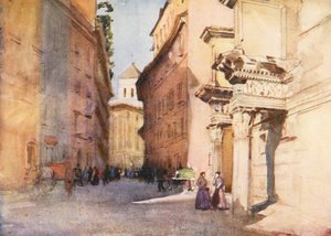 ローマネルヴァの広場（カラーリトグラフ） 作： Aubrey Waterfield