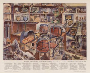 醸造所の断面（カラーリトグラフ） 作： August (after) Dressel