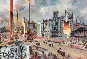 ドイツの鉄鋼業、1880年頃（イラスト） 作： August (after) Dressel