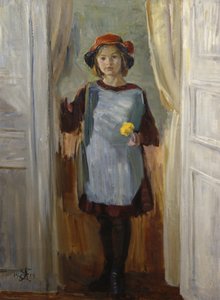 戸口の少女（マリア・エイバッケ）1918年（キャンバスに油彩）