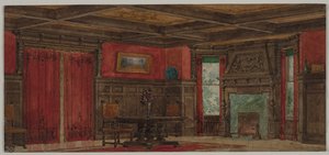 インテリアデザインのレンダリング、1880〜1900年頃。 作： August Frederick Biehle