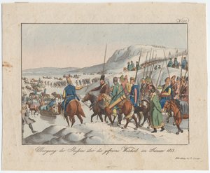 1813年1月にロシア軍がヴィスワ川を横断します。 1815 作： August Friedrich Andreas Campe