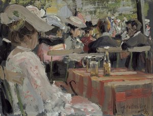 ガーデンレストラン、1906（カードに油彩） 作： August Heitmuller