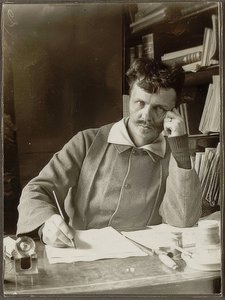 自画像。 1886 作： August Johan Strindberg