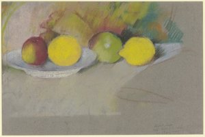 リンゴとレモン 1909-10年頃 パステル、紙 作： August Macke
