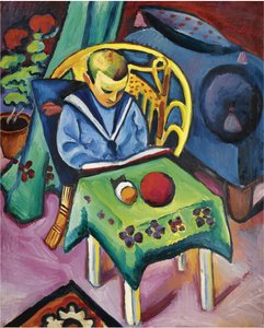 本とおもちゃを持つ少年、1912 作： August Macke