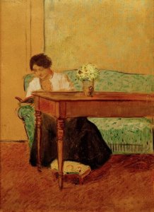 緑のソファのエリザベス、読書 作： August Macke