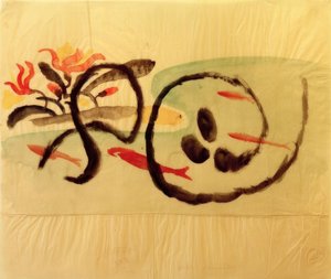 魚柄、刺繍デザイン 作： August Macke