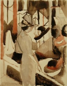 帽子屋の前の女性 作： August Macke