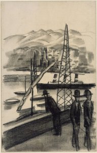 山に囲まれた港 作： August Macke