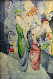 帽子屋の前の明るい女性 作： August Macke
