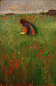 牧草地の子供 作： August Macke