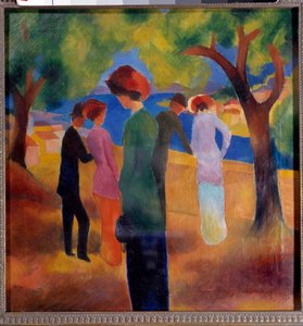 緑のジャケットを着た女性 アウグスト・マッケ（1887-1914）の絵画 1913年 ボン、クンストミュージアム 作： August Macke