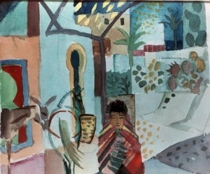 馬とロバを持つ少女 作： August Macke