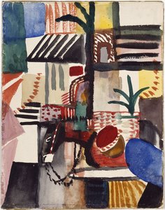 ロバのチュニジアを持つ男、1914 作： August Macke