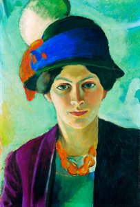 「アウグスト・マッケ（1887-1914）の「帽子をかぶった画家の妻の肖像