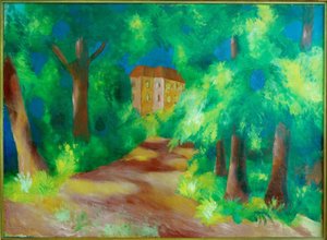 公園の赤い家 作： August Macke