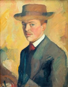 帽子をかぶった自画像 作： August Macke