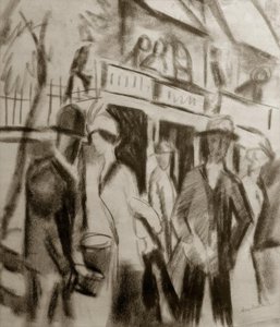 通りの歩行者 作： August Macke