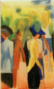 木の下の歩行者（公園の歩行者） 作： August Macke