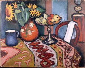 ひまわりのある静物II、1911 作： August Macke