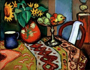 ひまわりのある静物I 作： August Macke