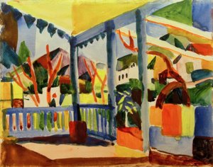 サンジェルマンのカントリーハウスのテラス 作： August Macke