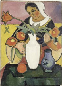 リュート奏者、1910年。 作： August Macke