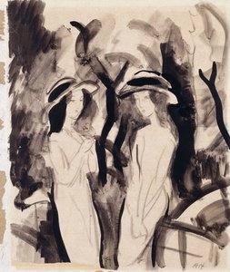 二人の女の子;二人の女の子、1914 作： August Macke