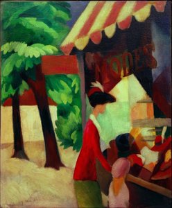 ハットショップ前 作： August Macke