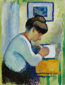 女性の執筆、1910 作： August Macke