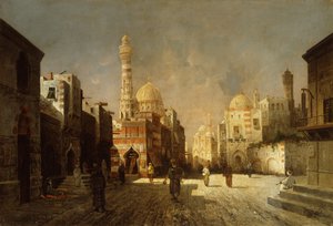アラブ街の風景（キャンバスに油彩） 作： August Siegen