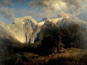 石灰岩の山の風景 作： August Wilhelm Leu