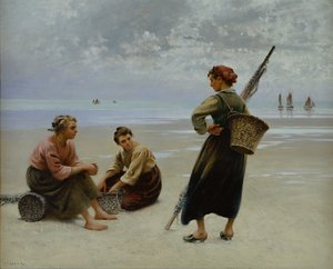Mussel Gatherers、ブルターニュ（キャンバスに油彩）