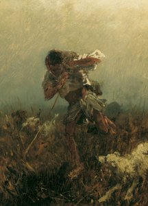犬に追われる少年 作： August von Pettenkofen
