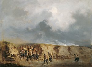 浅瀬を渡るオーストリア兵 作： August von Pettenkofen