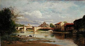 アヒルと橋、1872 作： Auguste Allonge
