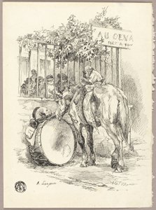 猿を背負った馬 作： Auguste Andre Lancon