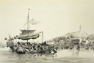 ホンシャン、「中国のスケッチ」からのプレート17、ユージーンシセリ（1813-90）1842（色付き平版版）によって彫刻 作： Auguste Borget