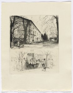 フレデリック・ミストラルフレデリック・ミストラルの回想録：街角の風景／屋外のテーブルにつく人々（24ページ以降に挿入） DUPLICATE 作： Auguste Brouet