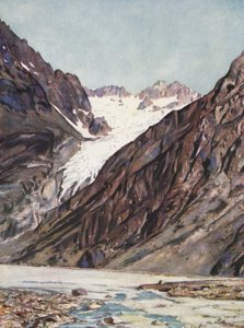 フランス：ペルヴー山の氷河（カラーリトグラフ） 作： Auguste Gerardin