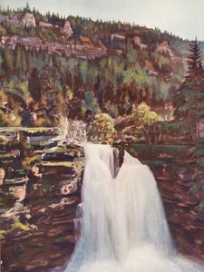 フランス：Le Saut Du Doubs（カラーリトグラフ） 作： Auguste Gerardin