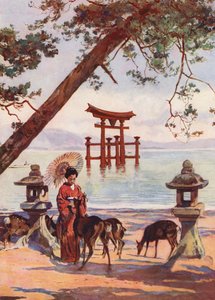 宮島の鳥居（カラーリトグラフ）