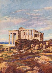 ギリシャ、アクロポリスにて（カラーリトグラフ） 作： Auguste Gerardin